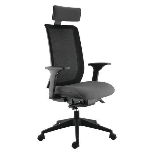 Fauteuil Max acc. 3D + têtière dos. résille noire assise gris moyen thumbnail image 1
