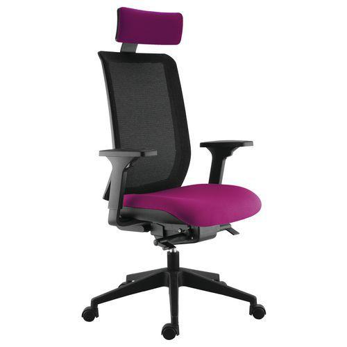 Fauteuil Max acc. 3D + têtière dos. résille noire assise magenta thumbnail image 1
