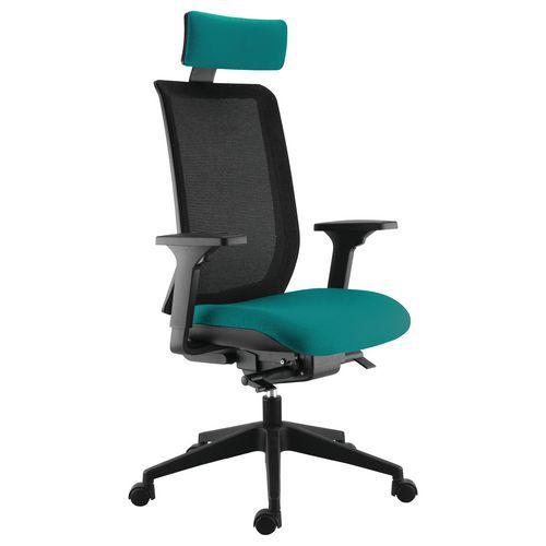 Fauteuil Max acc. 3D + têtière dos. résille noire assise bleu vert thumbnail image 1