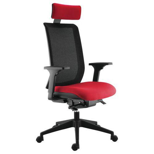 Fauteuil Max acc. 3D + têtière dos. résille noire assise rouge thumbnail image 1