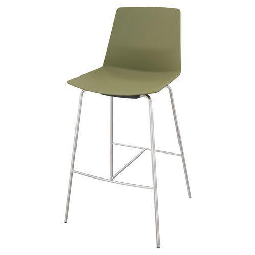 Tabouret haut CLUE coque polypro vert 4 pieds chromés thumbnail image 1