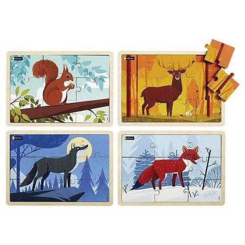 Illustration de : Lot de 4 puzzles bois - animaux de la forêt - Nathan