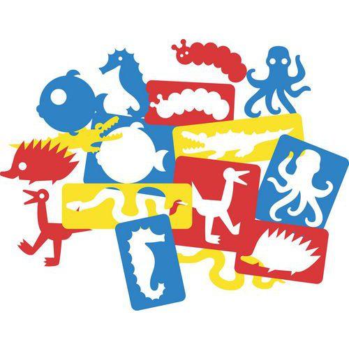 Illustration de : Pochoirs animaux formes et silhouettes (8 pièces) - Roylco