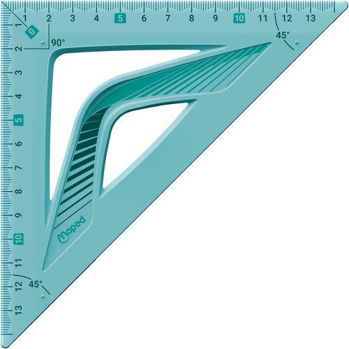 Illustration de : Equerre 45° incassable graduation 13,5 cm hypoténuse 21 cm - Maped
