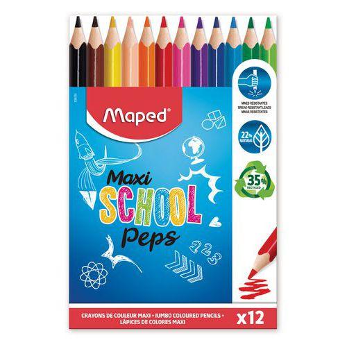 Illustration de : Boite 12 crayons géants triangulaires jumbo school'peps - Maped