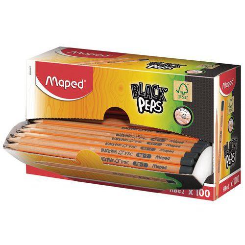 Illustration de : Schoolpack 90 crayons noirs hb black pep's - Maped