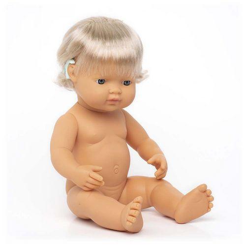 Illustration de : Poupon fille avec aide auditive - Miniland