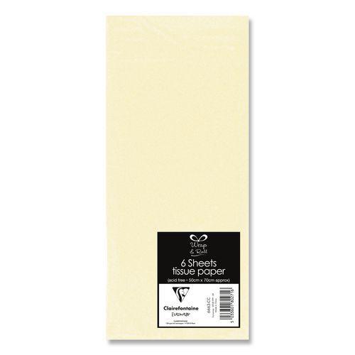 Sachet 6 feuilles papier de soie 50x70 cm ivoire thumbnail image 1