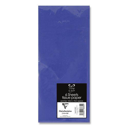 Sachet 6 feuilles papier de soie 50x70 cm bleu thumbnail image 1