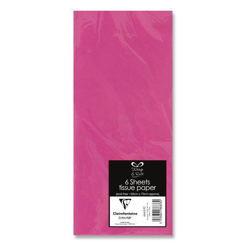 Sachet 6 feuilles papier de soie 50x70 cm fuschia thumbnail image 1