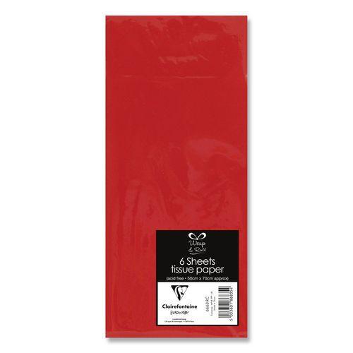Sachet 6 feuilles papier de soie 50x70 cm rouge thumbnail image 1