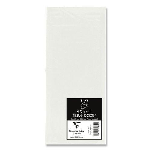 Sachet 6 feuilles papier de soie 50x70 cm blanc thumbnail image 1