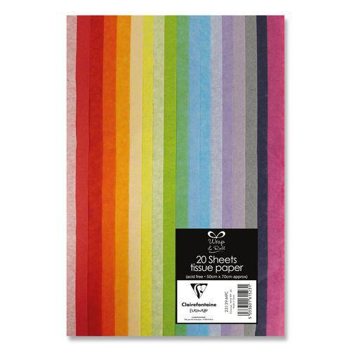 Sachet 20 feuilles papier de soie 50x70 cm assorties thumbnail image 1