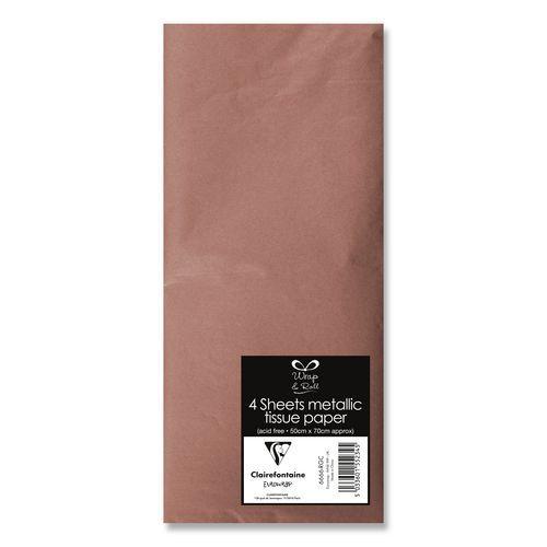 Sachet 4 feuilles papier de soie 50x70 cm or rose thumbnail image 1