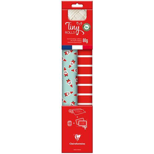 Illustration de : Lot 2 rouleaux papier cadeau 80g 5x0,35m rouge/bleu - Clairefontaine