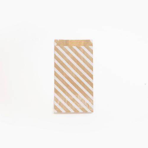 Sachet de 50 pochettes kraft, 11x21+5cm, Rayures blanche thumbnail image 1