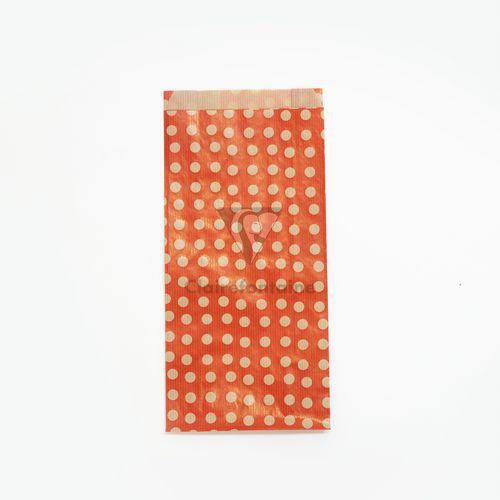 Sachet de 50 pochettes kraft, 15x31+6cm, Pois fond rouge thumbnail image 1