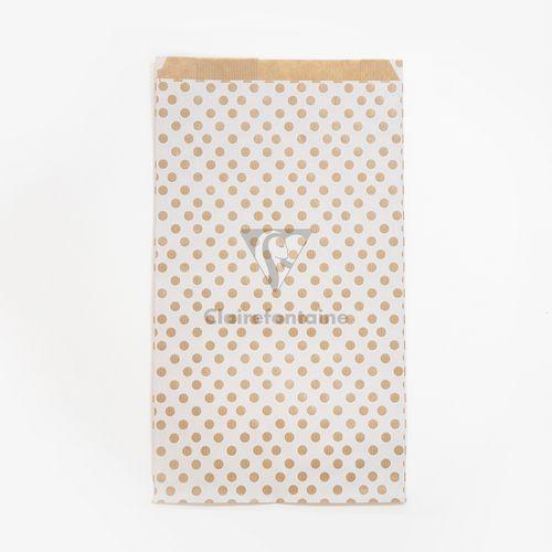 Sachet de 50 pochettes kraft, 21x37+7cm, Pois fond blanc thumbnail image 1