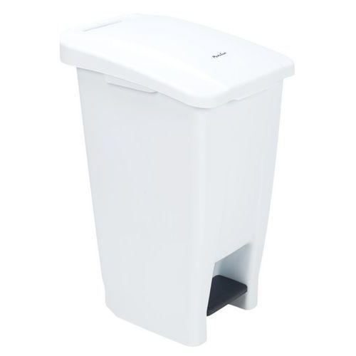 Poubelle mobile à pédale 60 L blanc couvercle blanc thumbnail image 1