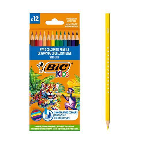 Illustration de : Etui 12 crayons de couleurs Smooth - Bic