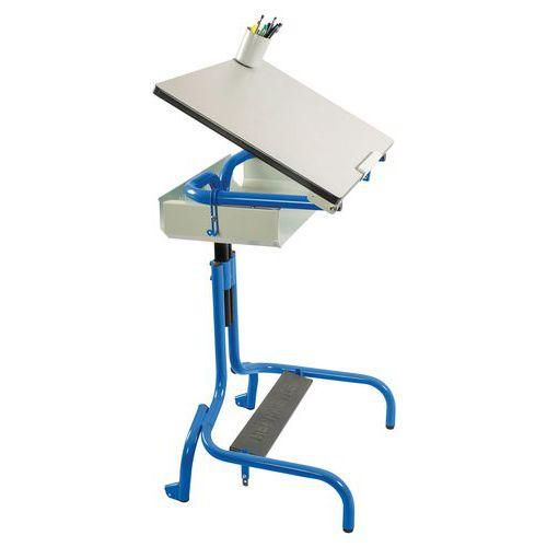 Table scolaire HERGON + avec roulettes avec casier T2àT4 bleu thumbnail image 1