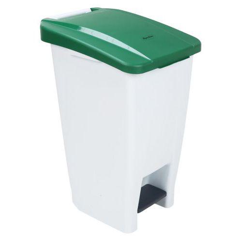 Poubelle mobile à pédale 60 L blanc couvercle vert thumbnail image 1