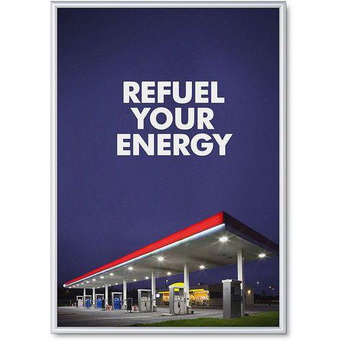 Illustration de : Cadre clic-clac aluminium avec coin pointu - Manutan Expert