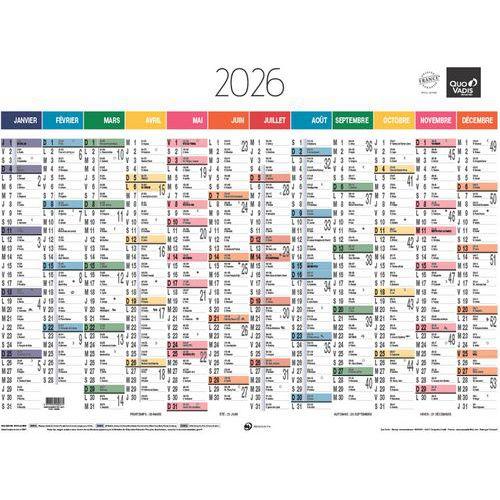 Illustration de : Calendrier annuel horizontal Arc en ciel - 12 mois - 2026 - Quo Vadis