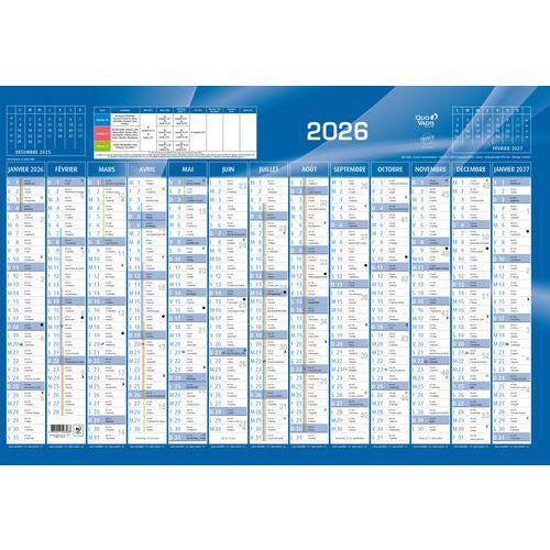 Lot de 10 Calendrier annuel horizontal fr bleu par 10 - 65x43cm thumbnail image 1