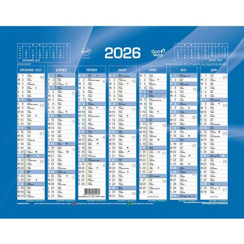 Illustration de : Calendrier banque - Bleu - Année 2026 - Quo Vadis