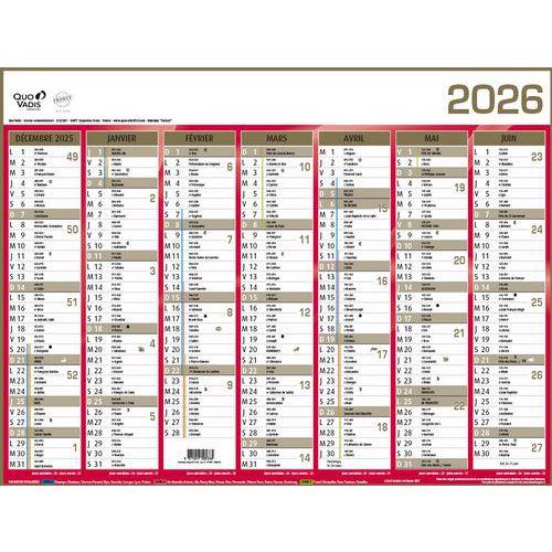 Calendrier mural banque - Or - 14 mois - 2026 - Quo Vadis thumbnail image 1