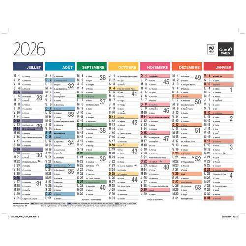 Illustration de : Calendrier banque Arc-en-ciel - 27x21 cm - 13 mois - 2026 - Quo Vadis