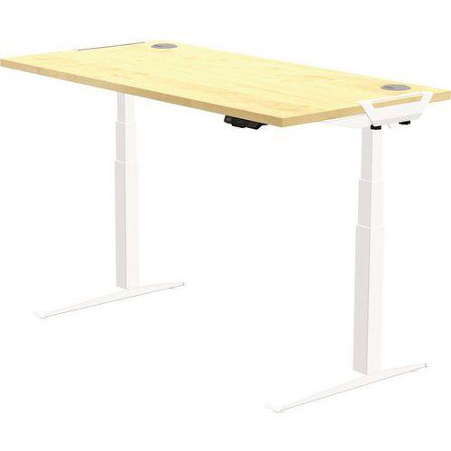 Bureau réglable Levado -Piètement blanc Plateau 120cm Érable thumbnail image 1