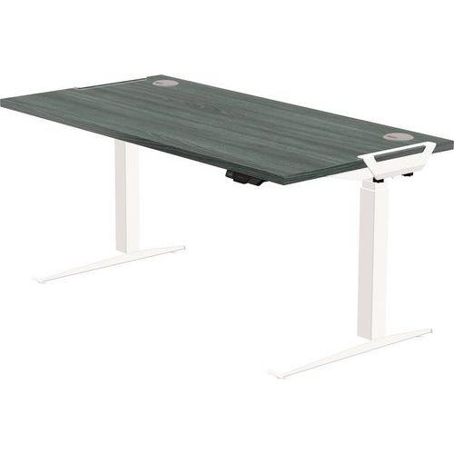 Bureau réglable Levado -Piètement blanc Plateau 160cm Chêne thumbnail image 1