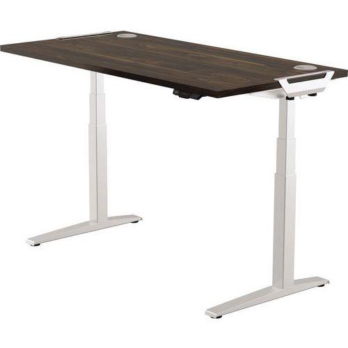 Bureau réglable Levado -Piètement gris Plateau 140cm Noyer thumbnail image 1
