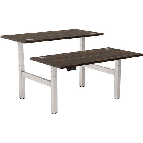 Bureau bench réglable Cambio-Piètement gris 140cm Noyer thumbnail image 1