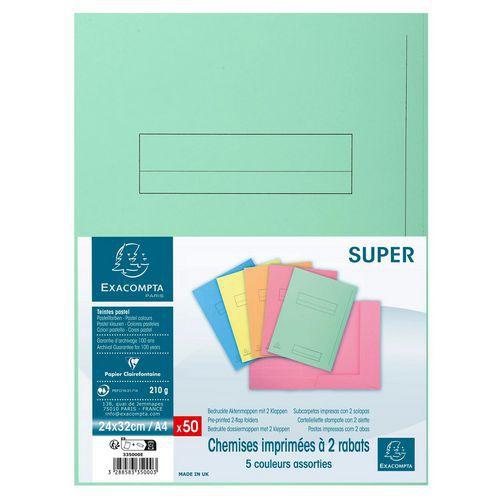Paquet de 50 chemises imprimées 2 rabats SUPER 210 assorties thumbnail image 1