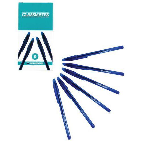 Stylo à bille - Design élégant - Classmates - Bleu - Lot de 50 thumbnail image 1