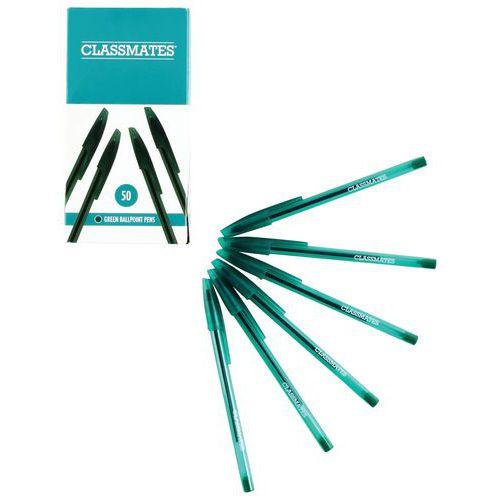 Stylo à bille - Design élégant - Classmates - Vert - Lot de 50 thumbnail image 1