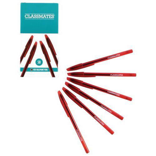 Stylo à bille - Design élégant - Classmates - Rouge - Lot de 50 thumbnail image 1