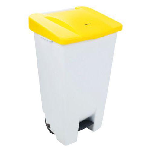 Poubelle mobile à pédale 120 L Blanc / Jaune - Manutan thumbnail image 1