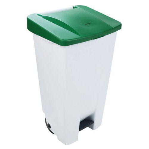 Poubelle mobile à pédale 120 L Blanc / Vert - Manutan thumbnail image 1