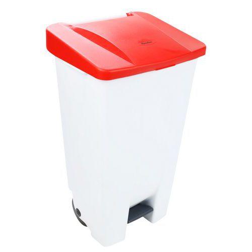 Poubelle mobile à pédale 120 L Blanc / Rouge - Manutan thumbnail image 1