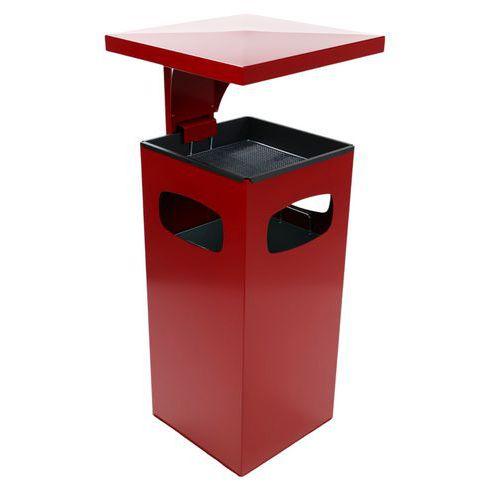 Cendrier et poubelle 38 L acier galva rouge thumbnail image 1