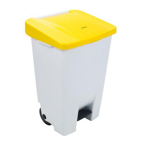 Poubelle mobile à pédale 80 L Blanc / Jaune  -  Manutan thumbnail image 1