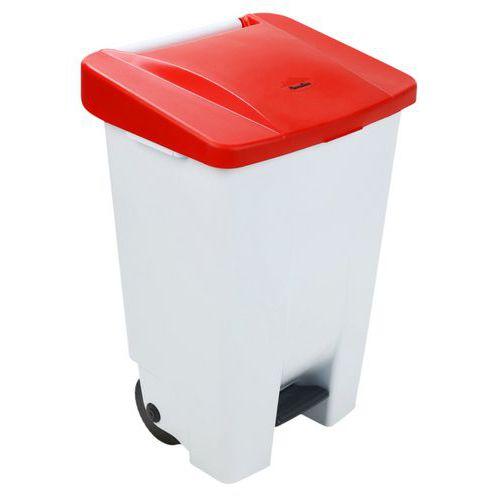 Poubelle mobile à pédale 80 L Blanc / Rouge -  Manutan thumbnail image 1