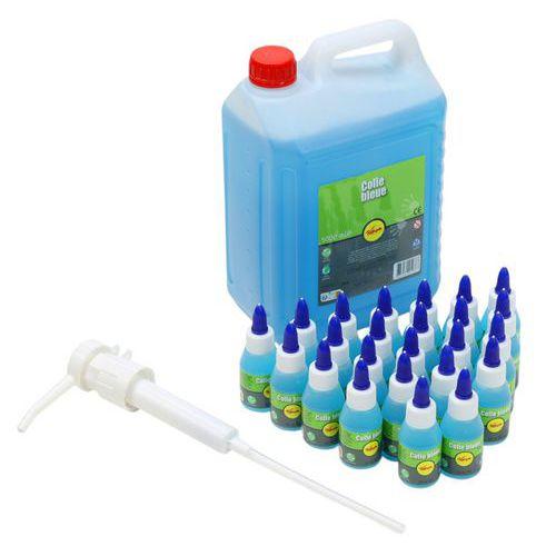 Schoolpack 24 flacons 50 ml + 1 flacon 5 litres colle bleue Pichon + 1 pompe doseuse thumbnail image 1