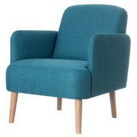 Fauteuil Duncan pied hêtre massif revêtement tissu polyester coloris Bleu thumbnail image 2