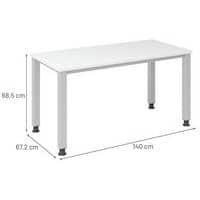 Bureau droit pieds carrés 140 cm Blanc thumbnail image 4