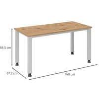 Bureau droit pieds carrés 140 cm Chêne thumbnail image 4